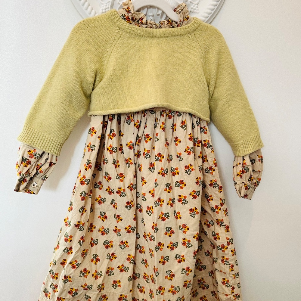 Claudine Los Angeles Liberty London fall winter floral dress + sweater size 4